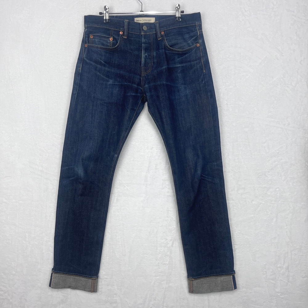 Gap 1969 Slim Japanese Selvedge Denim Mens 30x32 30x30.5 Blue Raw Red Line